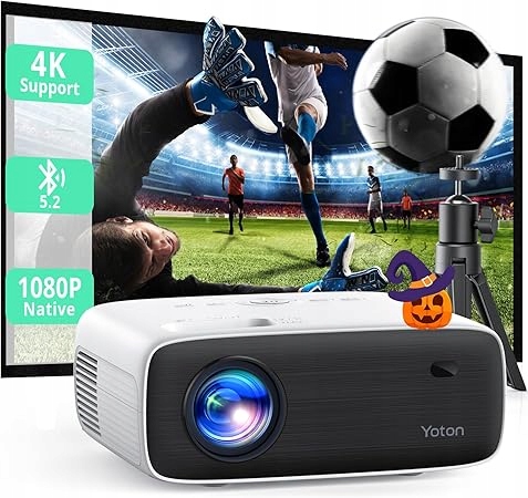 YOTON Y6 Projektor 4K ze statywem, Natywny Bluetooth 18000 lumenów
