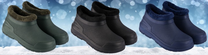 KALOSZE DAMSKIE OCIEPLANE krótkie piankowe zimowe lekkie chodaki EVA