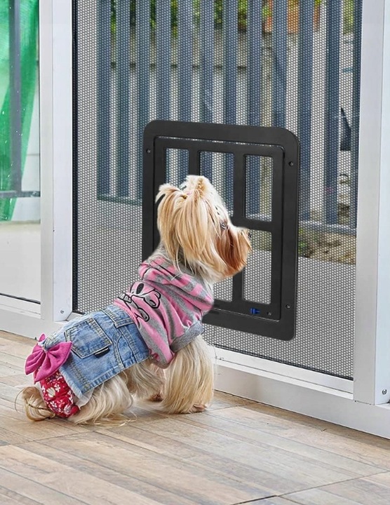 KLAPKA DO DRZWI MOSKITIERY DLA KOTA PSA OTWÓR WEJŚCIE DRZWICZKI KLAPA SZARA