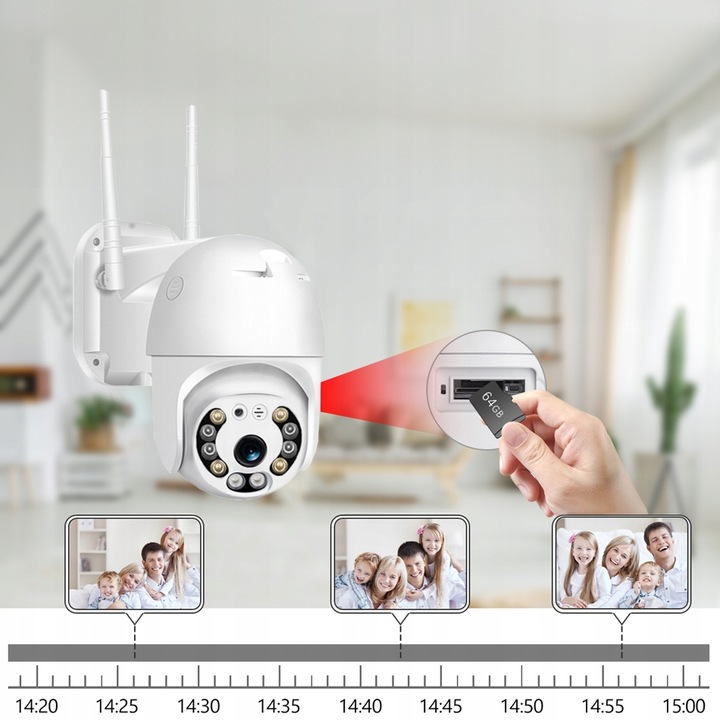 KAMERA WIFI IP SMART OBROTOWA FULL HD 2MP MONITORING 1080p ZOOM 4x DETEKCJA