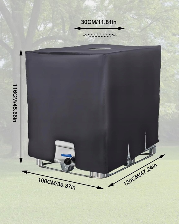PLANDEKA OSŁONA NA MAUZER 1000L POKROWIEC ZBIORNIKA NA WODĘ 120x100 CZARNY