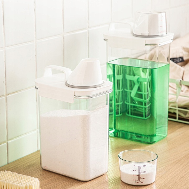 POJEMNIK NA PROSZEK DO PRANIA Z MIARKĄ PŁYN DO PŁUKANIA PUDEŁKO 1100ml