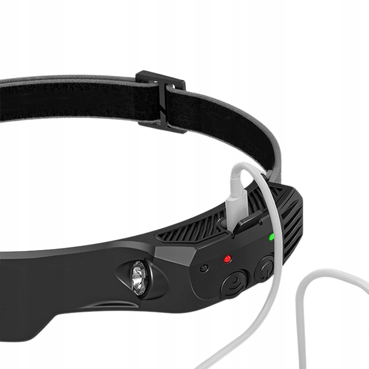 LATARKA CZOŁOWA CZOŁÓWKA LED NA GŁOWĘ LAMPKA AKUMULATOROWA COB CZUJNIK RUCH