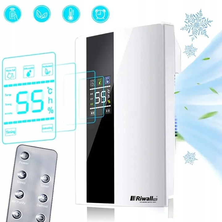 OSUSZACZ POWIETRZA POCHŁANIACZ WILGOCI 65W 1,8L RIWALL ROS-01
