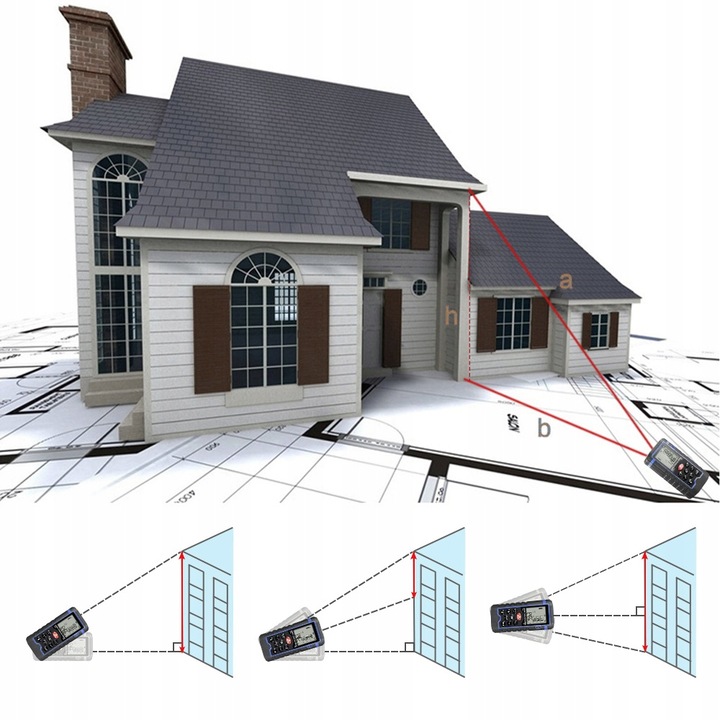 DALMIERZ LASEROWY 40M CYFROWY MIERNIK ODLEGŁOŚCI POZIOMICA LASEROWA