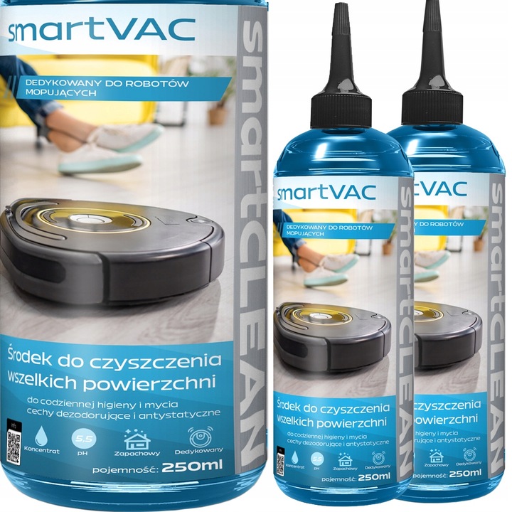 PŁYN DO ROBOTÓW MOPUJĄCYCH SPRZĄTAJĄCYCH BIONICZNYCH 2x 250ml SmartVAC