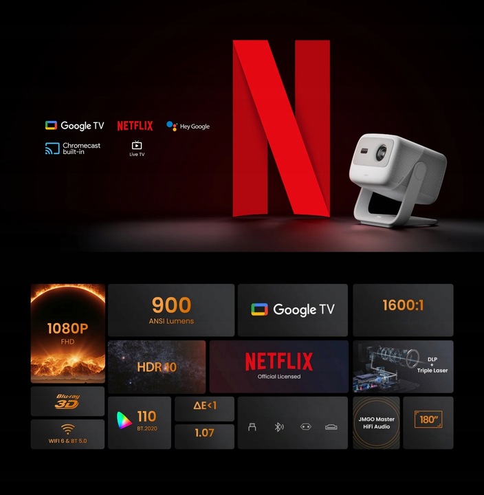 Projektor Laserowy JMGO N1S Google TV, polska dystrybucja