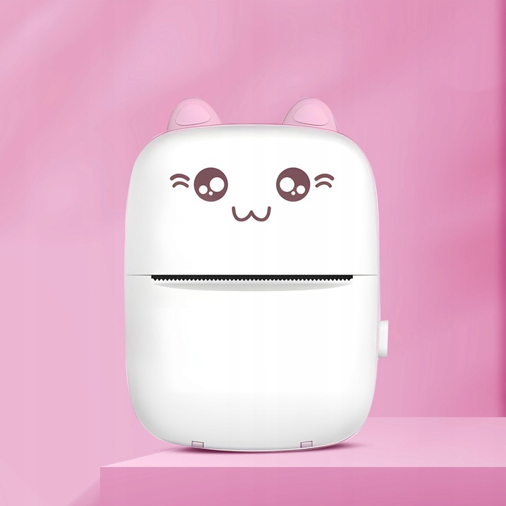 Drukarka Termiczna Mini Kot 11 Rolek do Zdjęć Notatek Przenośna dla Dzieci