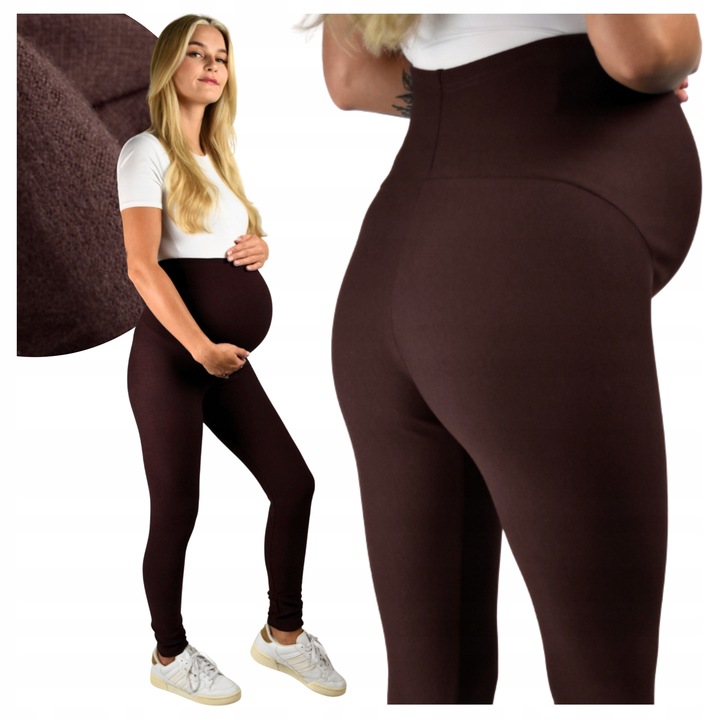Legginsy ciążowe ocieplane POLSKI PRODUCENT kryjące bawełniane na zimę