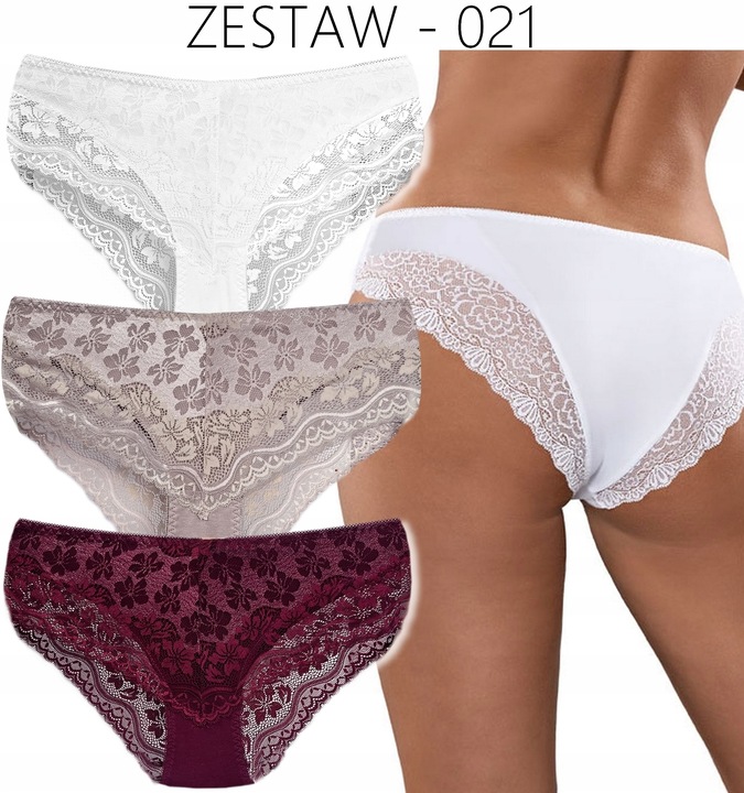 3x MAJTKI KORONKOWE Figi Bawełniane JAKOŚĆ 4XL/5XL