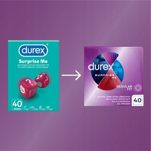 Durex Surprise Me, prezerwatywy, 40 szt.