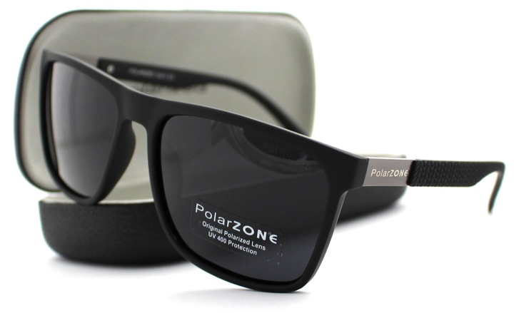 OKULARY NERDY PRZECIWSŁONECZNE POLARYZACYJNE UV KLASYCZNE CZARNE Z ETUI