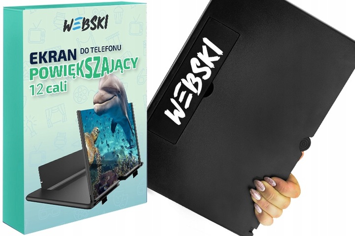 EKRAN POWIEKSZAJĄCY do TELEFONU DO 12 CALI Powiększacz z uchwytem WEBSKI