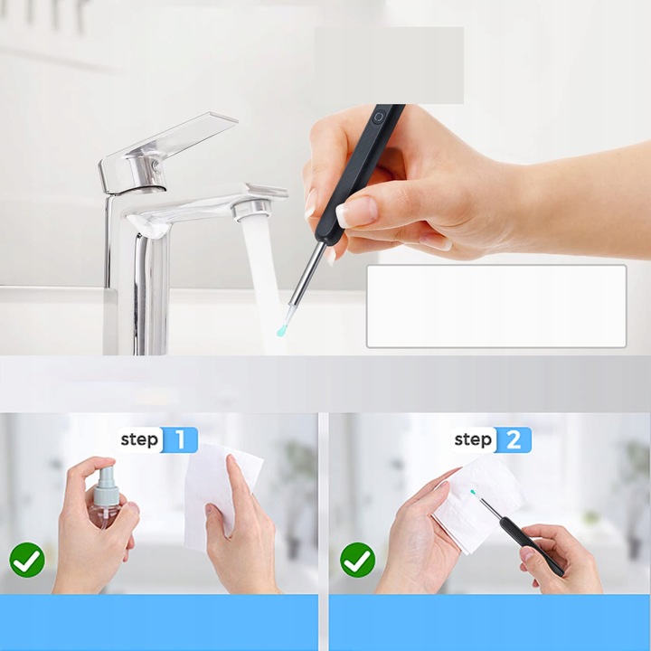 SMART OTOSKOP KAMERA CZYSZCZENIE USZU WOSK WIFI HD APLIKACJA ENDOSKOP