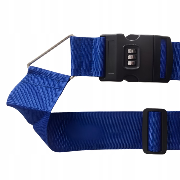 PAS DO WALIZKI ZABEZPIECZAJĄCY SPINAJĄCY BAGAŻ PODWÓJNY Z SZYFREM NIEBIESKI