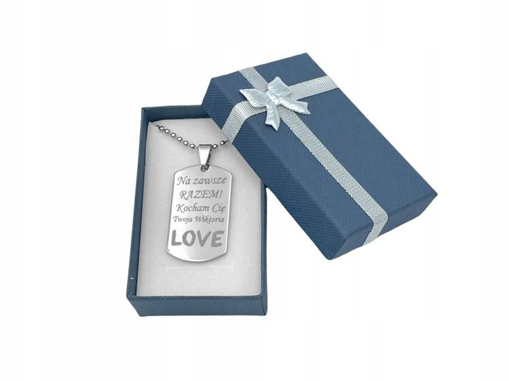 Nieśmiertelnik stal szlachetna z GRAWEREM prezent dla niego dzień chłopaka