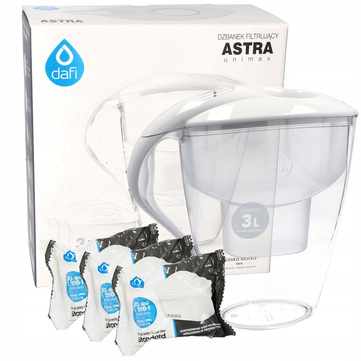 Dzbanek filtrujący wodę Dafi ASTRA 3L + 3x unimax