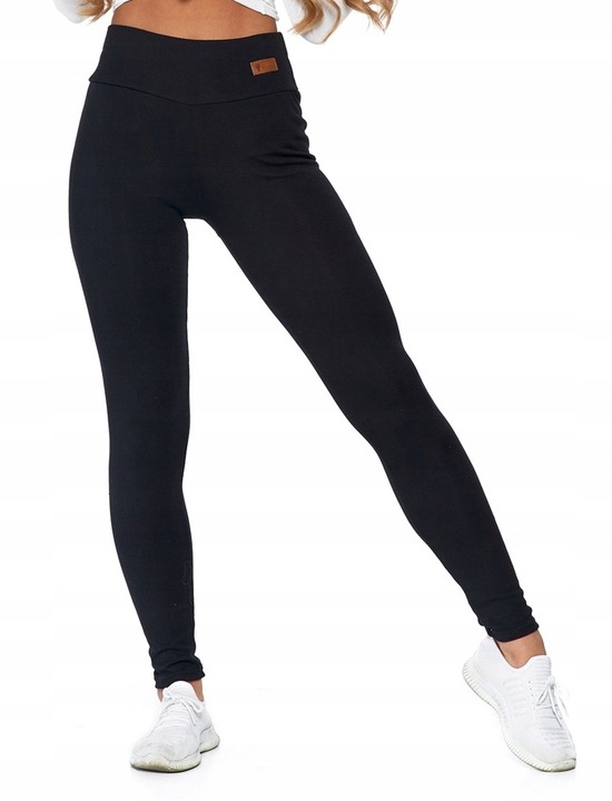 Legginsy z Wysokim Stanem Kryjące Czarne Klasyczne Getry Modne MORAJ S/M