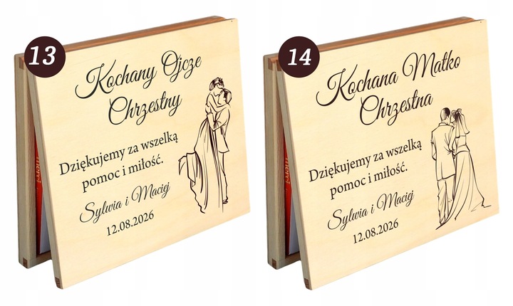 PODZIĘKOWANIE DLA RODZICÓW CHRZESTNYCH NA ŚLUB WESELE Z GRAWEREM IMIONA