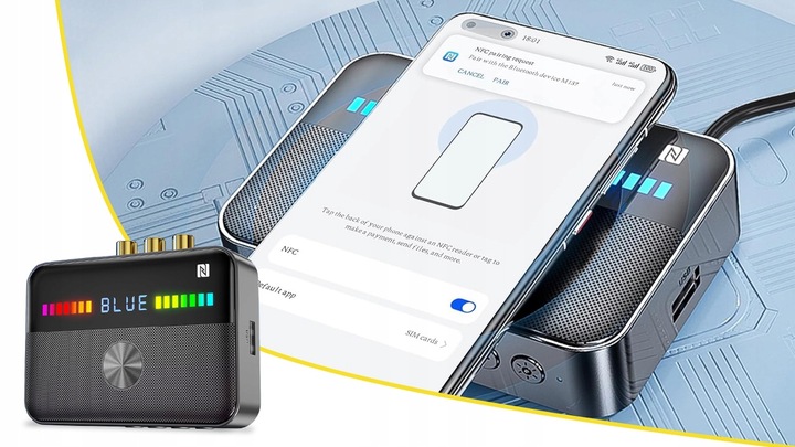 ADAPTER TRANSMITER BLUETOOTH ODBIORNIK NADAJNIK BT 5.3 AUX RCA NFC