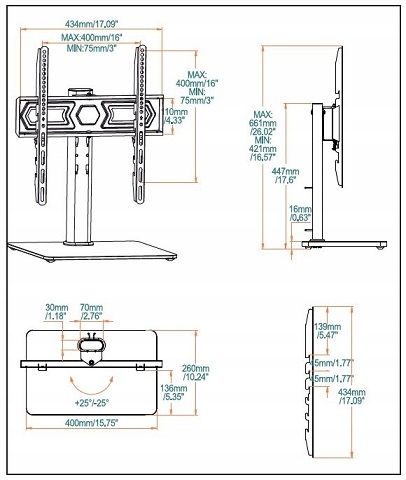 Stojak TV pod telewizor półkowy podstawa uchwyt uniwersalny 32-55"