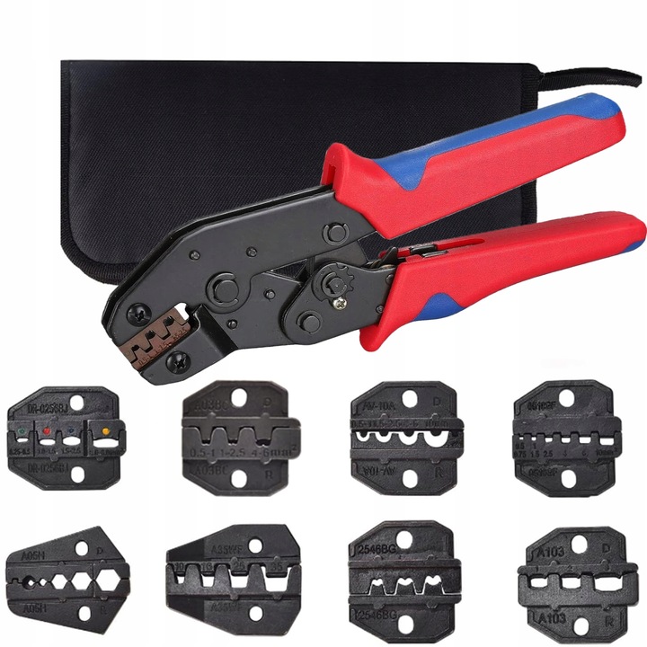 ZESTAW ZACISKARKA SZCZYPCE PRASKA DO KOŃCÓWEK KABLI KONEKTORÓW 9