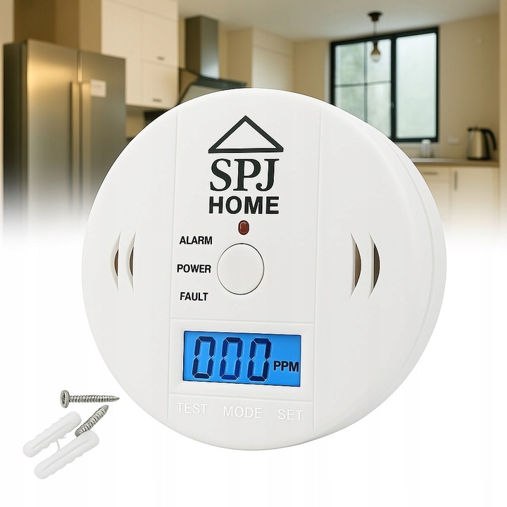 CZUJNIK CZADU DYMU TLENKU WĘGLA LCD DETEKTOR CO LCD WYKRYWACZ