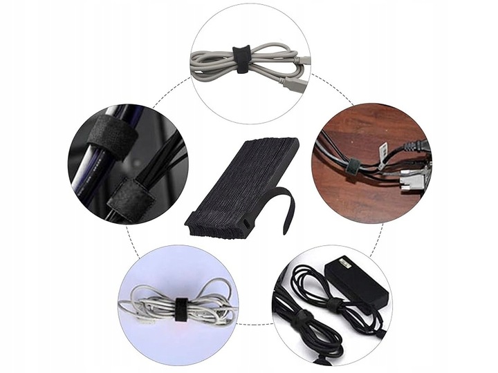 100 x OPASKA RZEP PASKI DO KABLI TAŚMA RZEPOWA WIELOKROTNEGO UŻYTKU