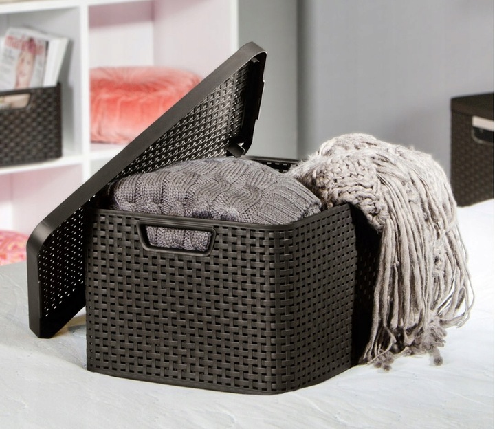 Koszyk z pokrywą brąz 30L CURVER STYLE L PUDEŁKO