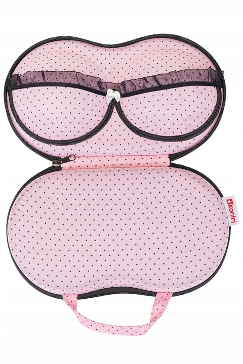 Stylowe etui na bieliznę biustonosz podróż różowe Kontri E1001