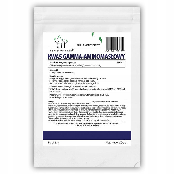 GABA KWAS GAMMA AMINOMASŁOWY SEN ODPOCZYNEK REGENERACJA SPOKÓJ DUCHA