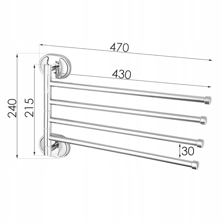 Wieszak ścienny łazienkowy na ręczniki chrom srebrny ruchome ramiona YOKA