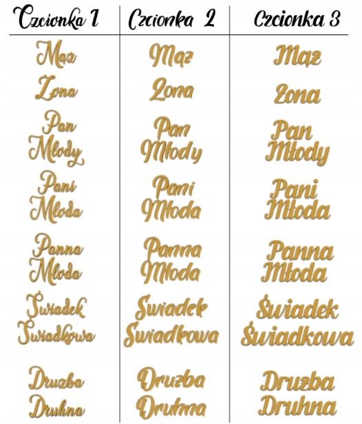 OSZUKANE KIELISZKI złote 15 ml GRUBE DNO Para Młoda Świadkowie Mąż Żona