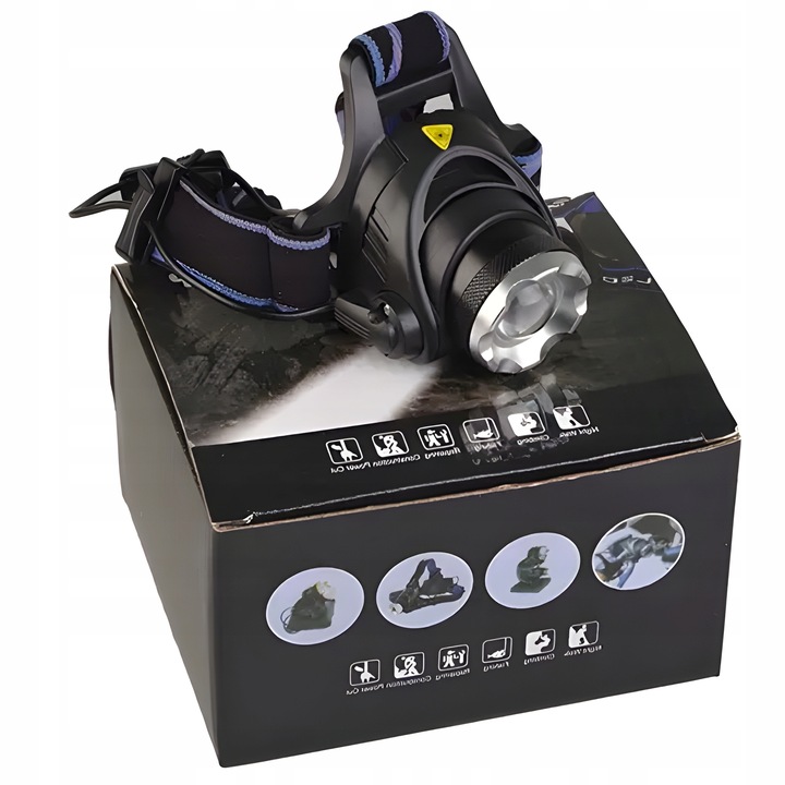 LATARKA CZOŁOWA LED ZOOM XML-T6 CREE LAMPKA CZOŁÓWKA ŁADOWARKA + AKUMULATOR