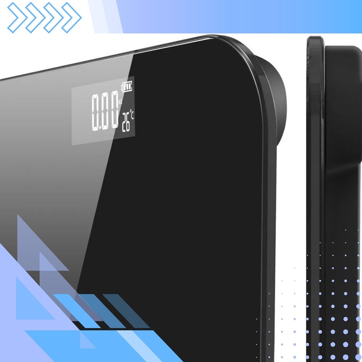 WAGA ŁAZIENKOWA ELEKTRONICZNA SZKLANA LED SLIM PRECYZYJNA 180 KG +