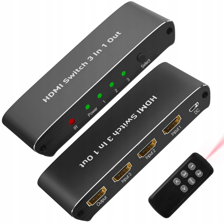 ROZDZIELACZ PRZEŁĄCZNIK SWITCH 3x HDMI 4K HDMI2.0 4K@60HZ