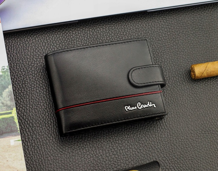 Portfel Męski Pierre Cardin Skórzany Czarny Poziomy Certyfikat Q2