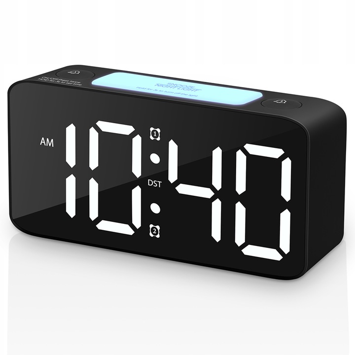 ELEKTRONICZNY BUDZIK LED ZEGAR STOŁOWY STOJĄCY RGB GŁOŚNY CZAS ALARM LAMPKA