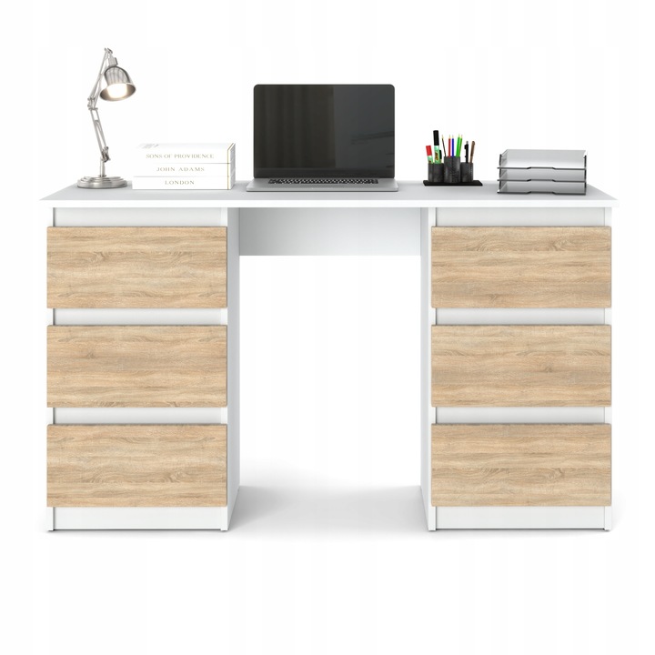 Biurko Białe 120cm Biurko szkolne 6 szuflad Stolik dla dziecka