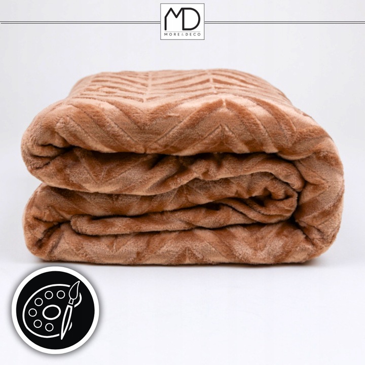 Ciepły koc ozdobny narzuta na łóżko prezent pled 200x220 cm brązowy