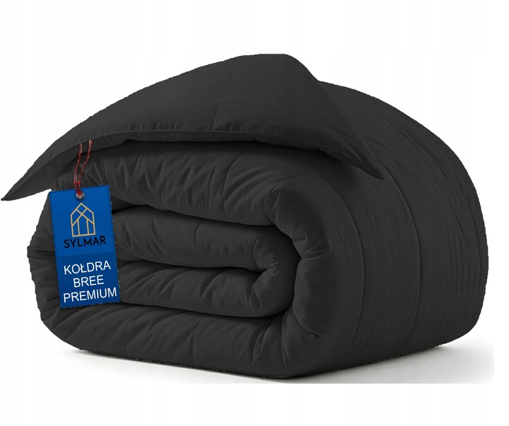 KOŁDRA CAŁOROCZNA 160x200 ANTYALERGICZNA BREE CZARNA MIĘKKA POLSKA PRODUCEN