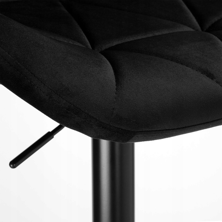 KRZESŁO BAROWE OBROTOWE REGULOWANE PIKOWANE HOKER WELUROWY CZARNY