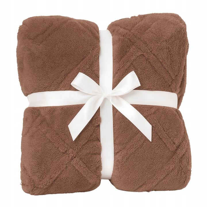 MIĘKKI KOC NARZUTA PLED NA ŁÓŹKO BARANEK SHERPA CIEPŁY 220X230 GRUBY DWUSTR