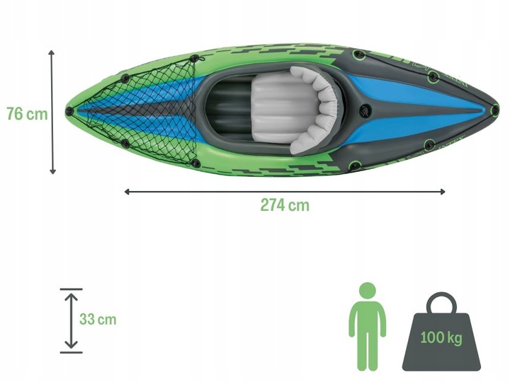 Kajak 1os. Challenger K1 Intex 68305 Pompka Wiosło