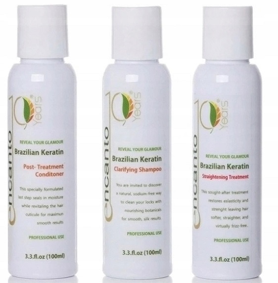 ENCANTO Do Brasil KIT KERATYNOWE PROSTOWANIE WŁOSÓW ZESTAW 3x100ml