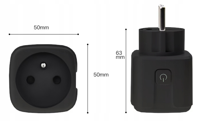 Gniazdo Gniazdko WiFi Smart Tuya Watomierz Pomiar Czarne Baron 16A