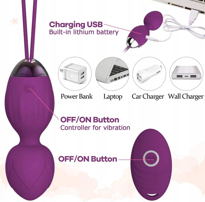 KULKI GEJSZY Z PILOTEM MASAŻ 10 TRYBÓW WIBRACJI WODOODPORNE