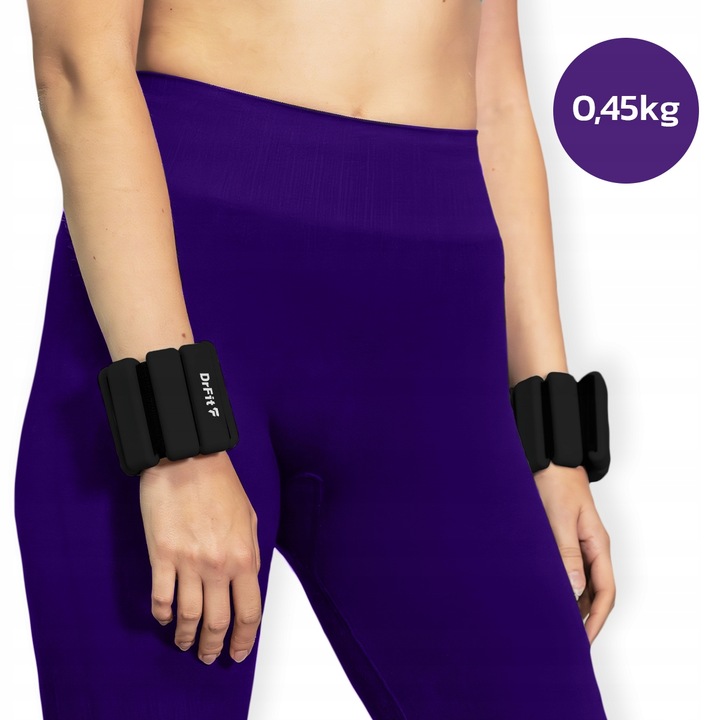 Obciążniki na Kostki Nadgarstki do Ćwiczeń Regulowane 2x 0,45 kg Czarne