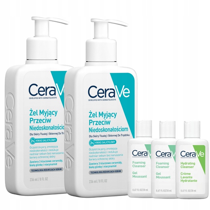 CeraVe Żel Myjący Przeciw Niedoskonałościom, Skóra Trądzikowa 236ml x2