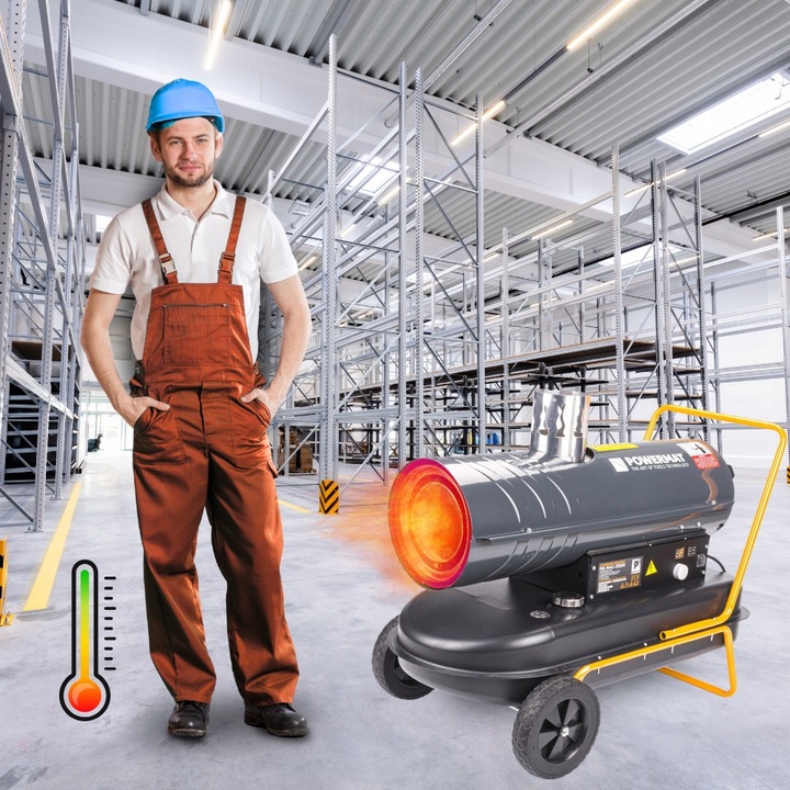 NAGRZEWNICA OLEJOWA SPALINOWA 30KW TERMOSTAT PIEC DMUCHAWA FARELKA ON LCD